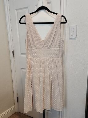 J. Crew Cream Swiss Dot V-Neck Sleeveless Dress 10